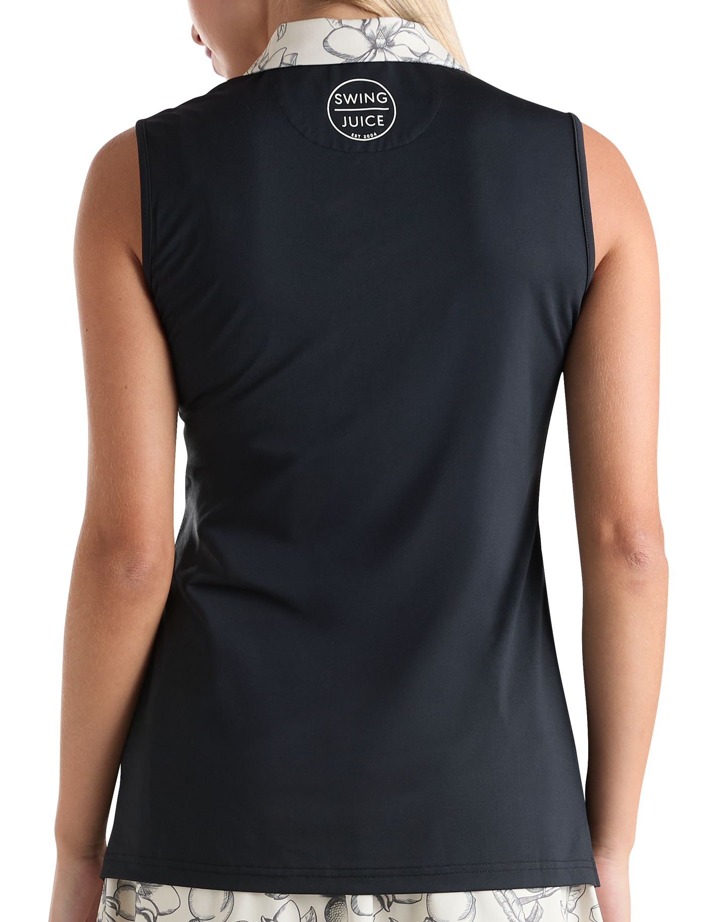 Magnolia Toile Women’s Sleeveless Polo – Black