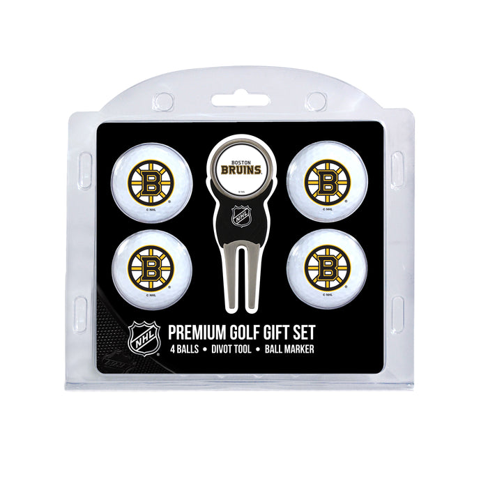 Boston Bruins four ball golf gift set with divot tool and ball marker