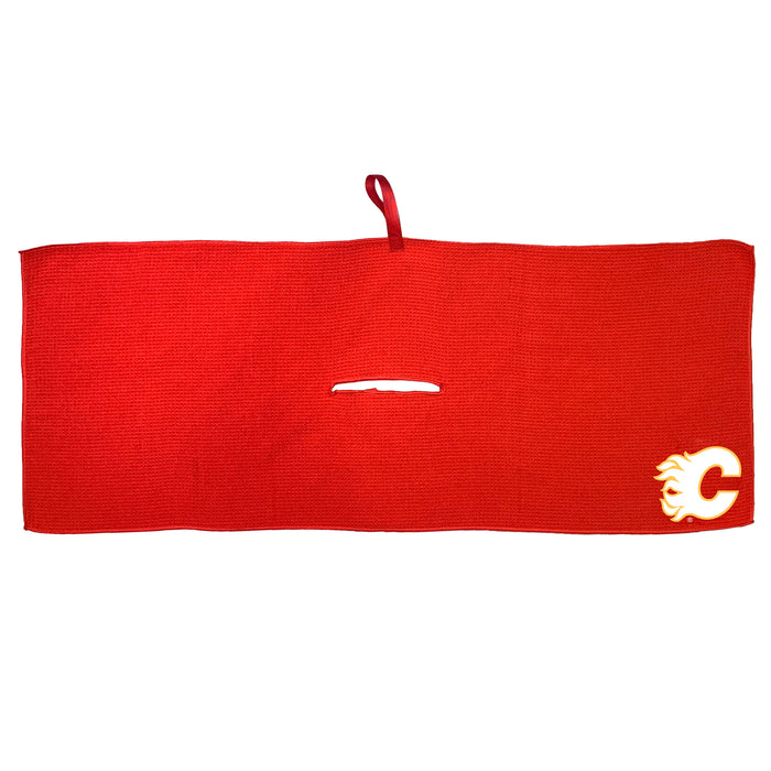 Calgary Flames 16 x 40 microfiber golf towel with team logo
