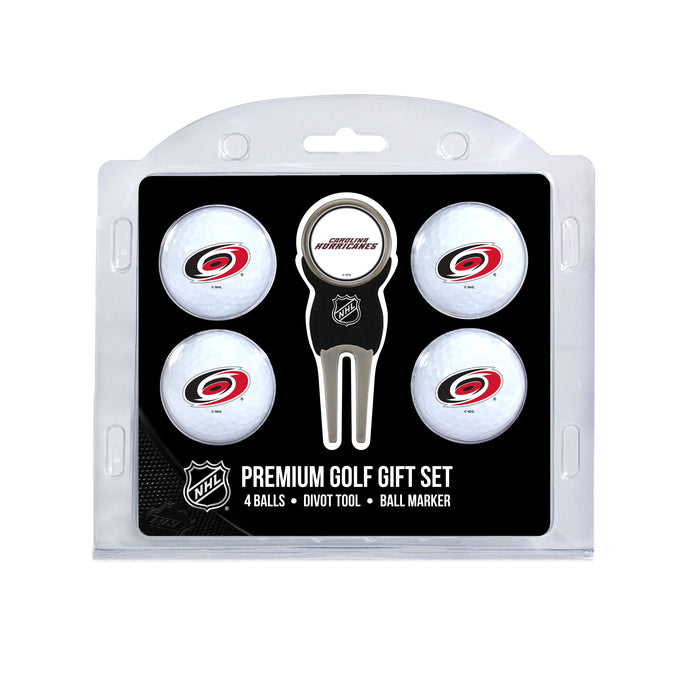 Carolina Hurricanes four ball golf gift set with divot tool and ball marker