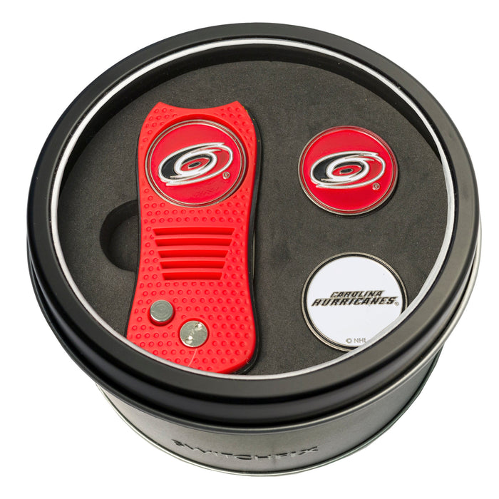 Carolina Hurricanes Switchblade divot tool and ball marker tin gift set