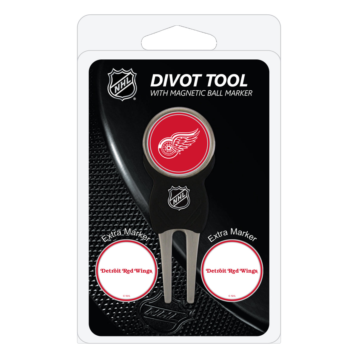 Detroit Red Wings divot repair tool and three ball markers