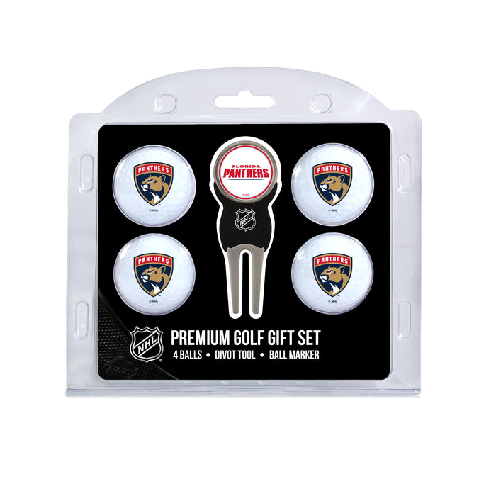 Florida Panthers four ball golf gift set with divot tool and ball marker