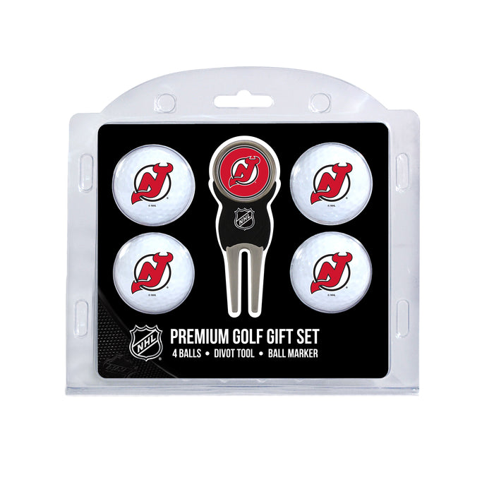 New Jersey Devils four ball golf gift set with divot tool and ball marker