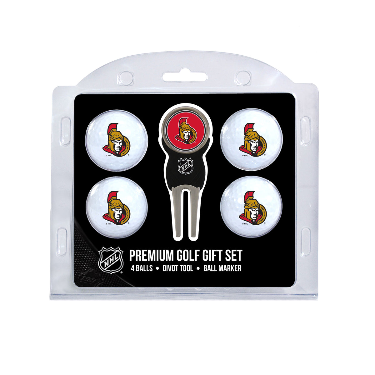 Ottawa Senators four ball golf gift set with divot tool and ball marker