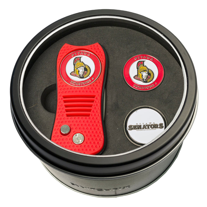 Ottawa Senators Switchblade divot tool and ball marker tin gift set