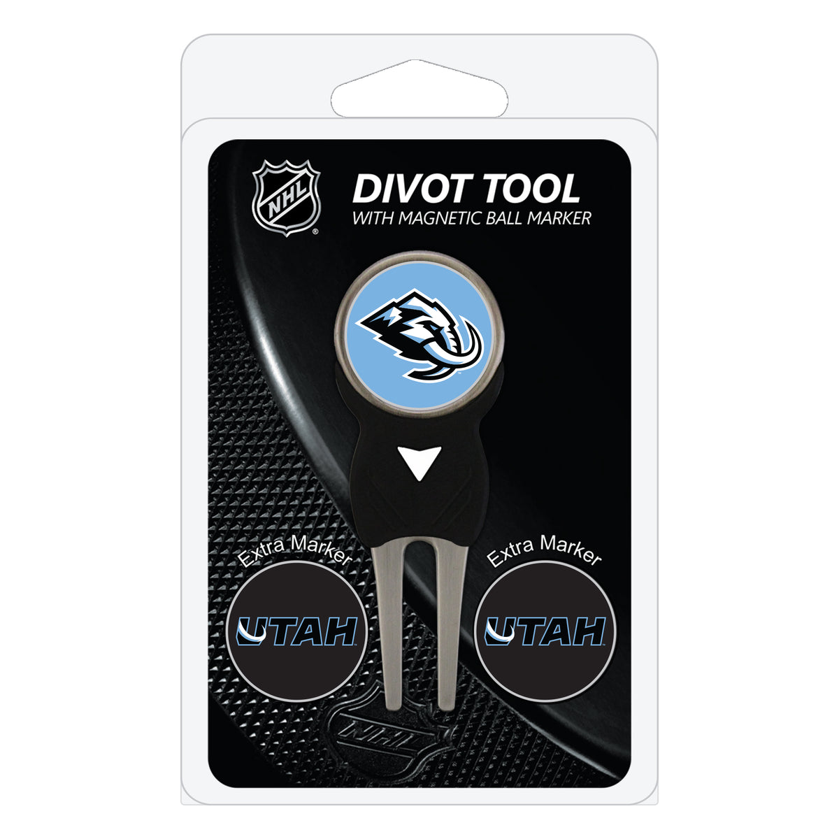 Utah Mammoth divot repair tool and three ball markers