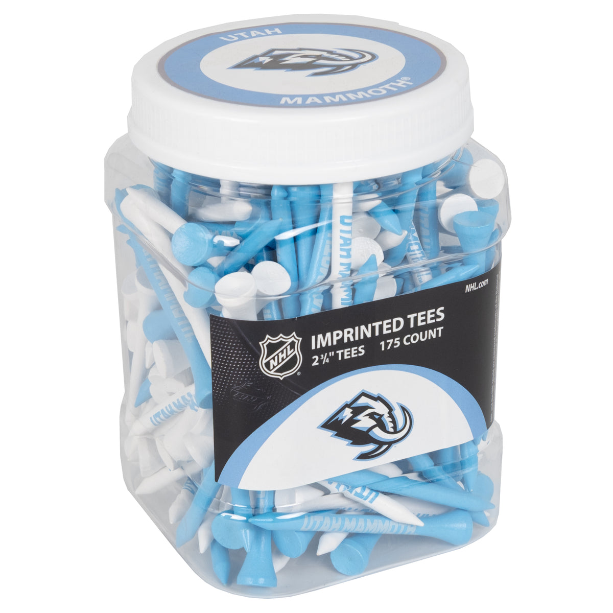 Utah Mammoth 175-count golf tee jar with team-imprinted tees