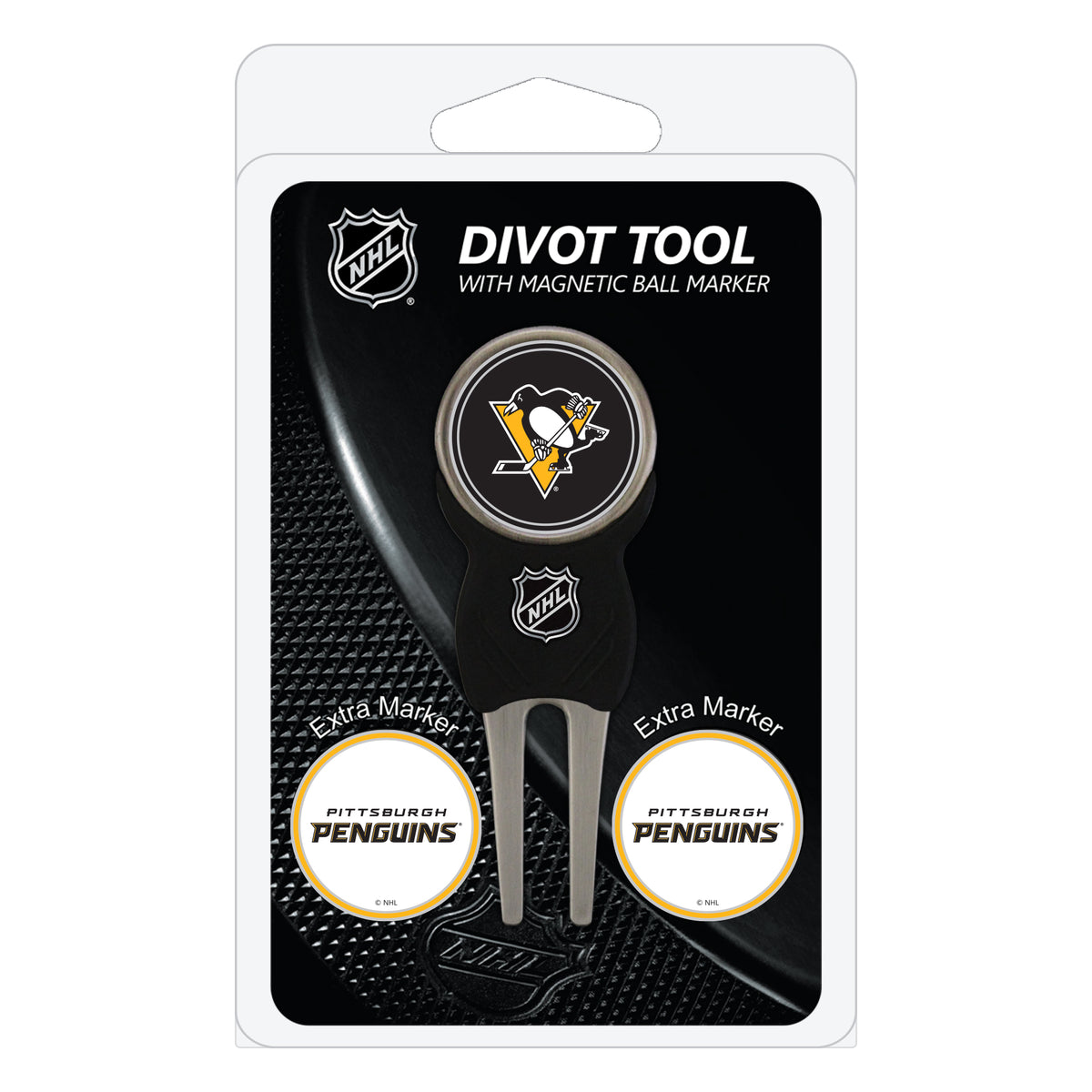 Pittsburgh Penguins divot repair tool and three ball markers