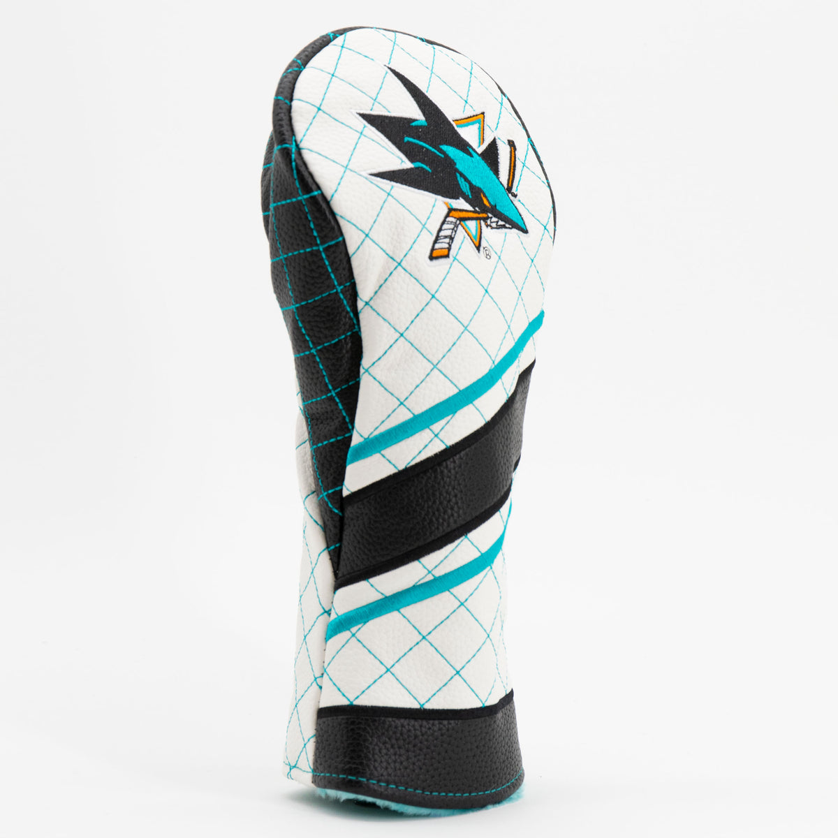 San Jose Sharks Striped Fairway quilted headcover, angled view
