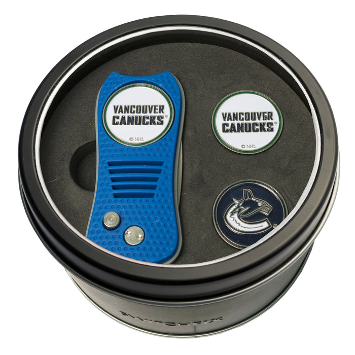 Vancouver Canucks Switchblade divot tool and ball marker tin gift set