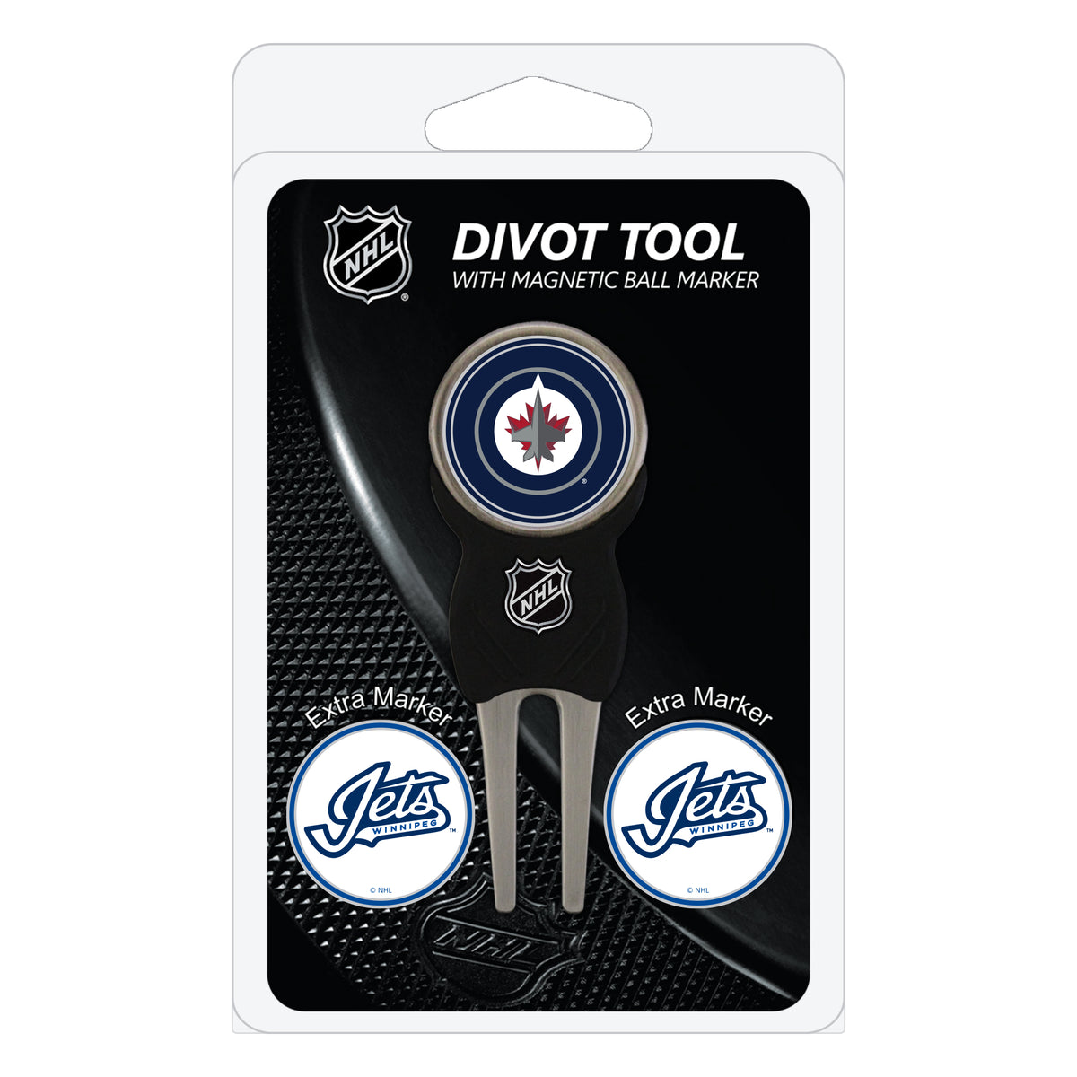 Winnipeg Jets divot repair tool and three ball markers
