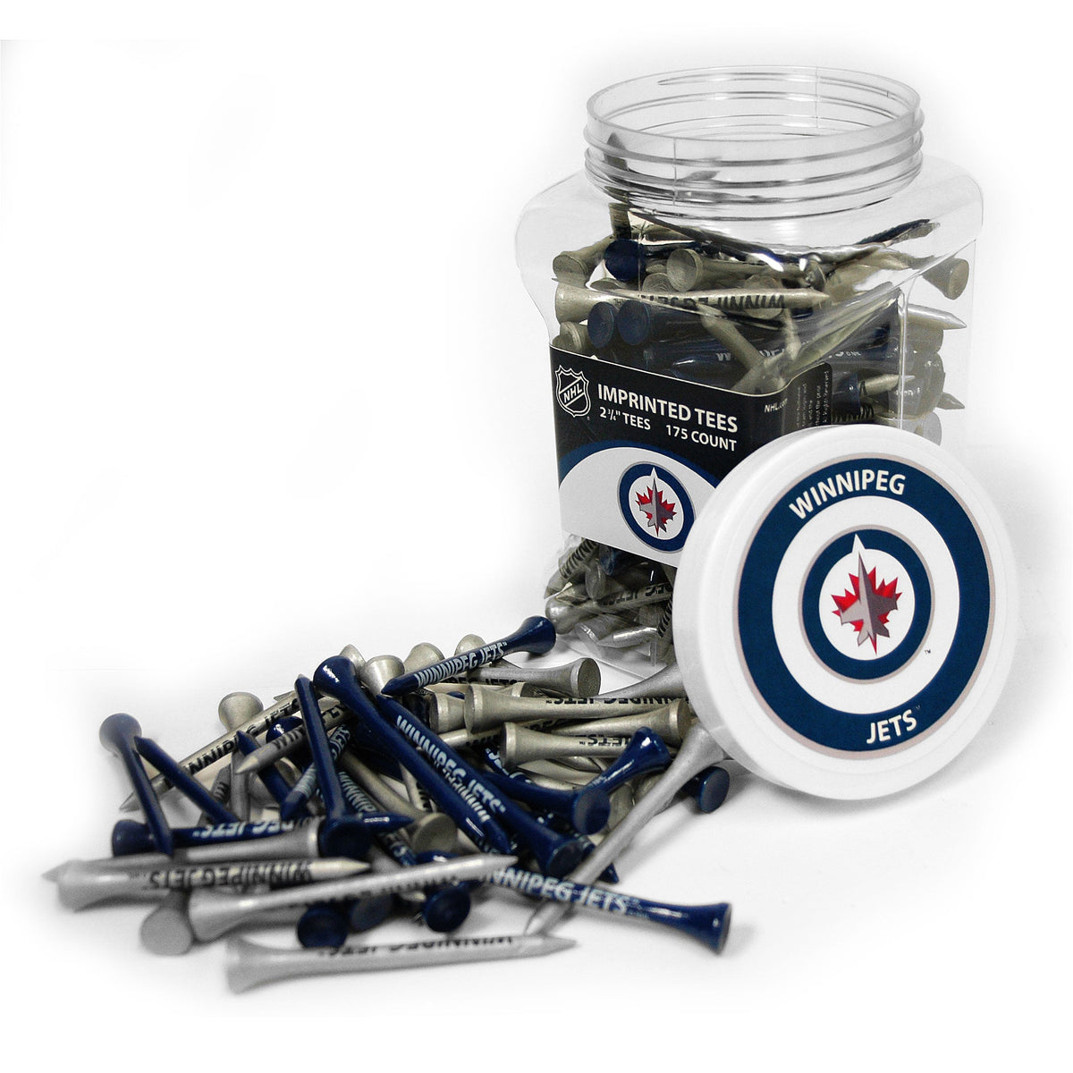 Winnipeg Jets 175-count golf tee jar with team-imprinted tees