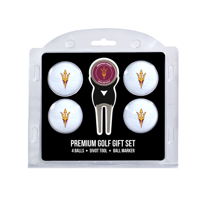 Arizona State four ball golf gift set with divot tool and ball marker