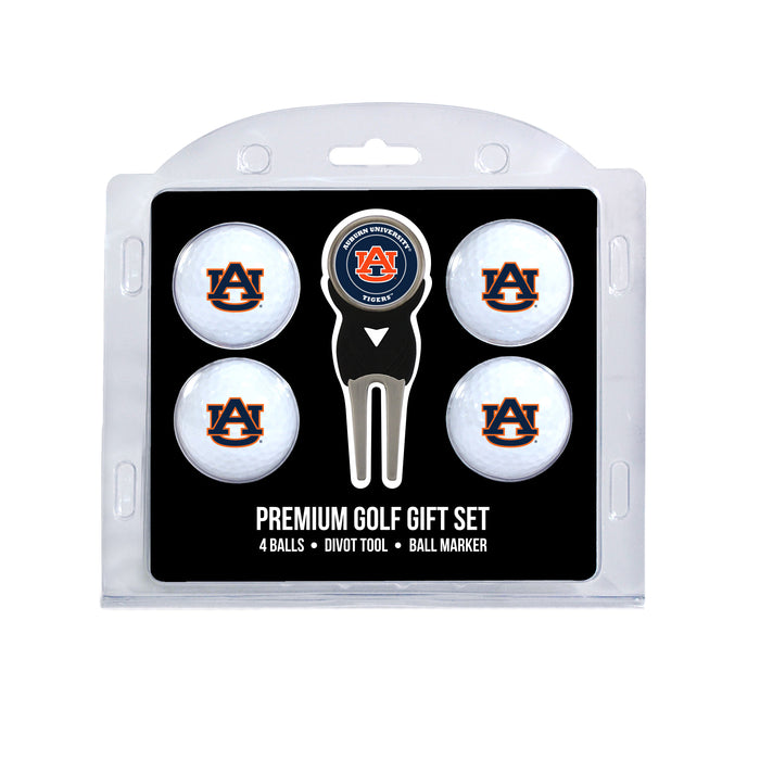Auburn four ball golf gift set with divot tool and ball marker