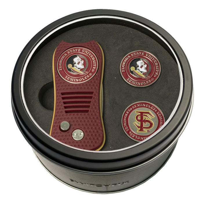 Florida State Seminoles Switchblade divot tool and ball marker tin gift set