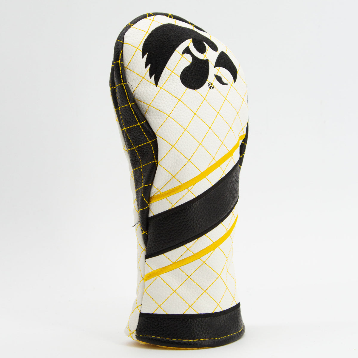 Iowa Hawkeyes Striped Quilted Fairway Headcover, angled view