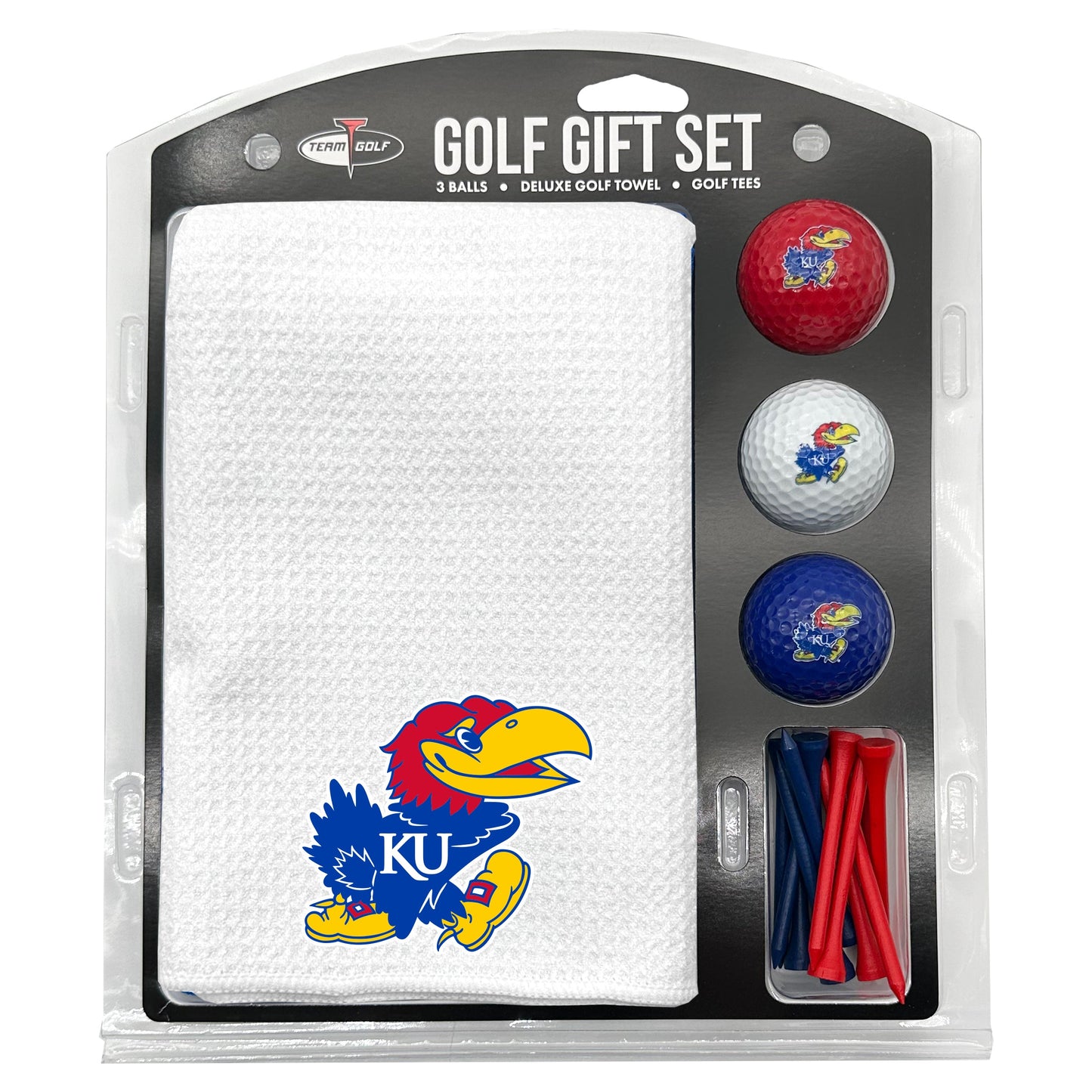 Kansas Jayhawks White Microfiber Towel Golf Gift Set - Club Rehab
