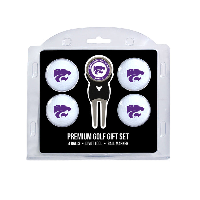 Kansas State four ball golf gift set with divot tool and ball marker