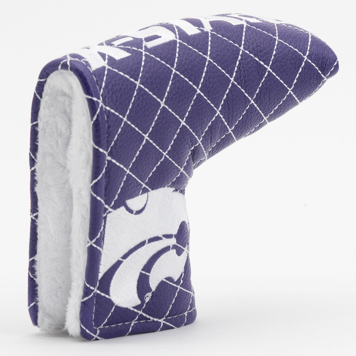 Kansas State Wildcats Solid Quilted Blade Putter Cover, opening detail