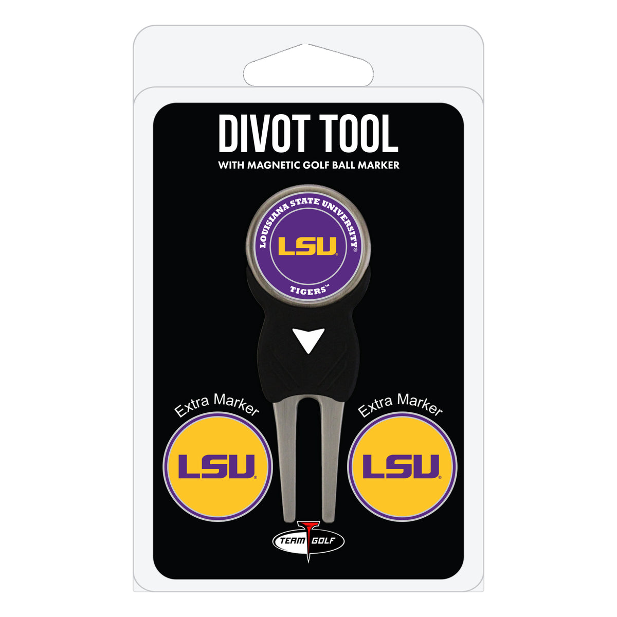 LSU Tigers divot repair tool and three ball markers