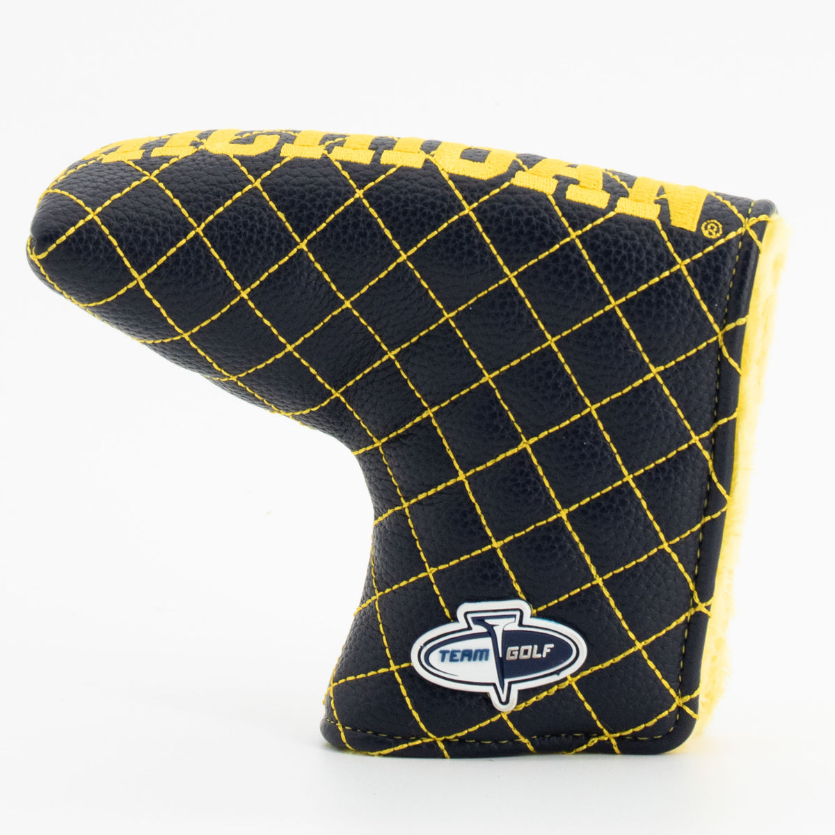 Michigan Wolverines Solid Quilted Blade Putter Cover, back view