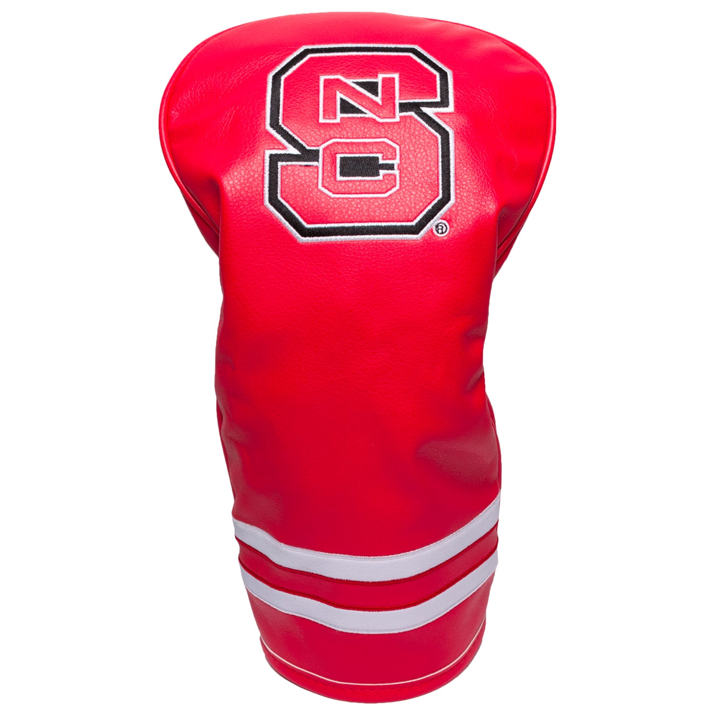Red golf club head cover with NC logo on a white background