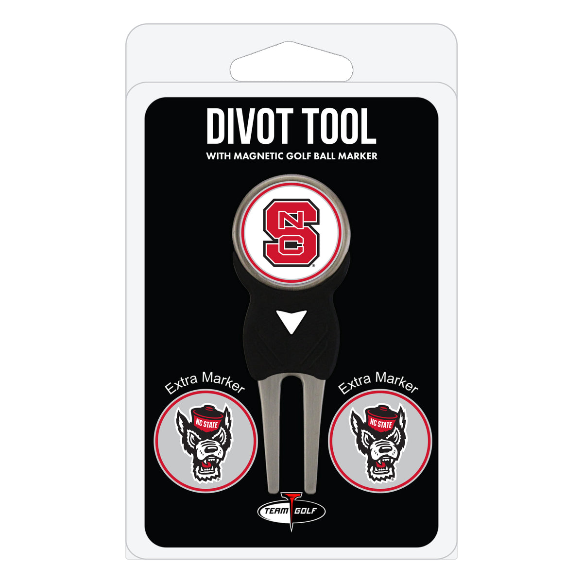 NC State Wolfpack divot repair tool and three ball markers
