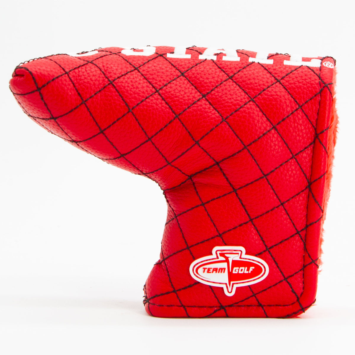 NC State Wolfpack Solid Quilted Blade Putter Cover, back view
