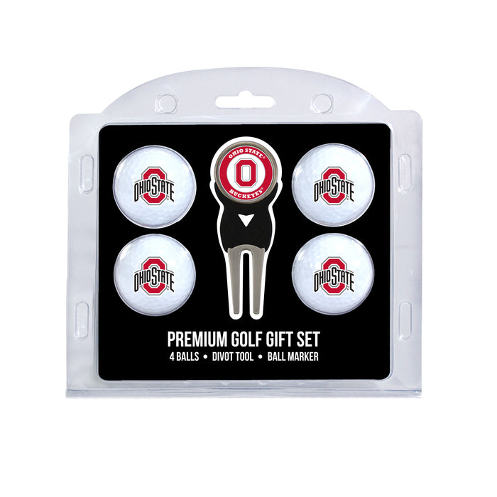 Ohio State four ball golf gift set with divot tool and ball marker