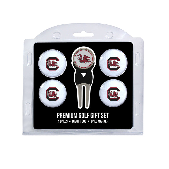 South Carolina four ball golf gift set with divot tool and ball marker