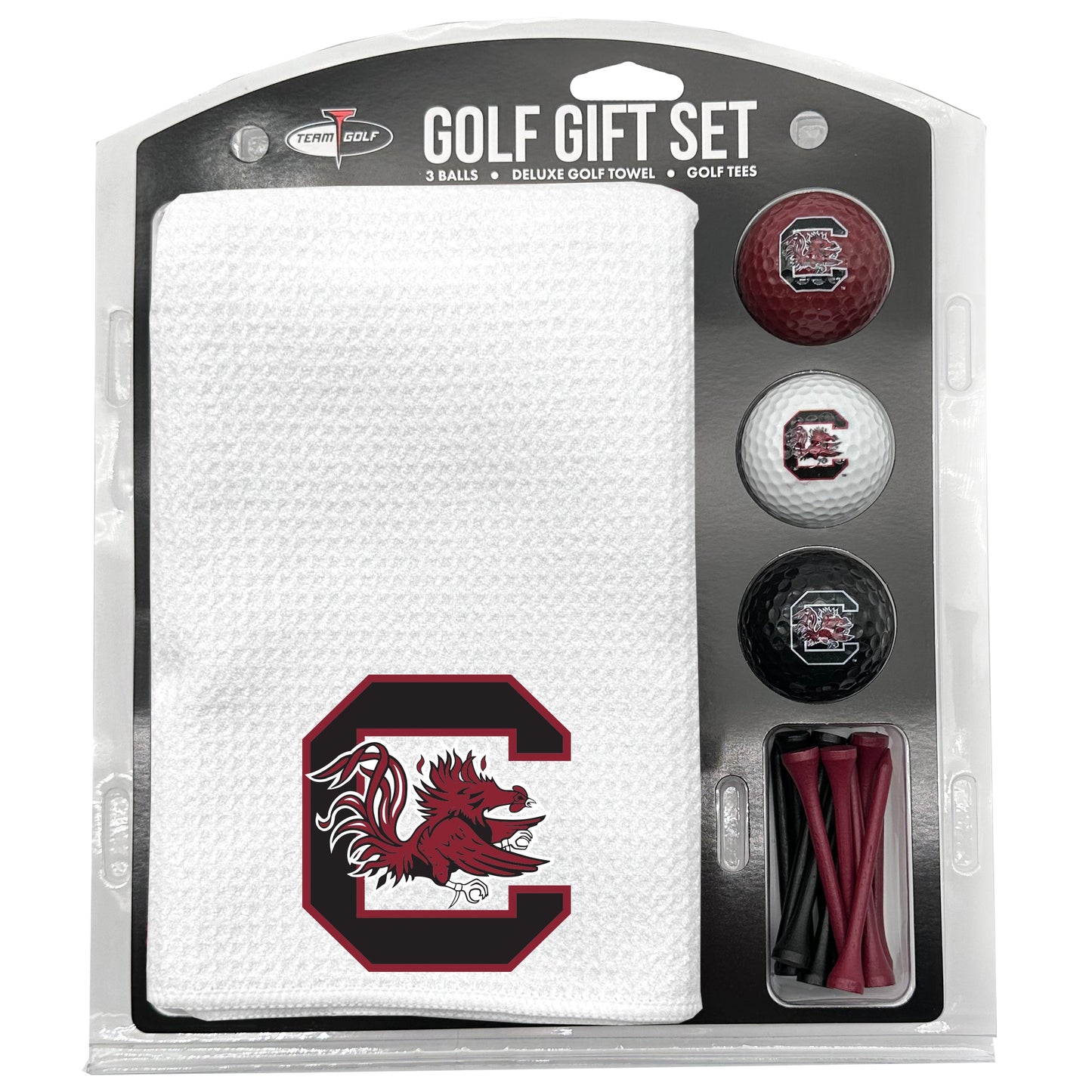 South Carolina Gamecocks White Microfiber Towel Golf Gift Set - Club Rehab