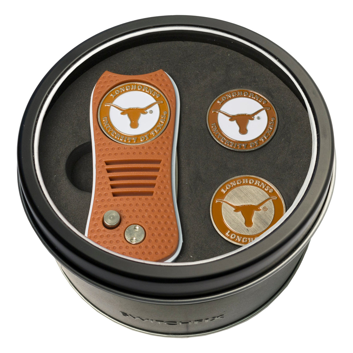Texas Longhorns Switchblade divot tool and ball marker tin gift set