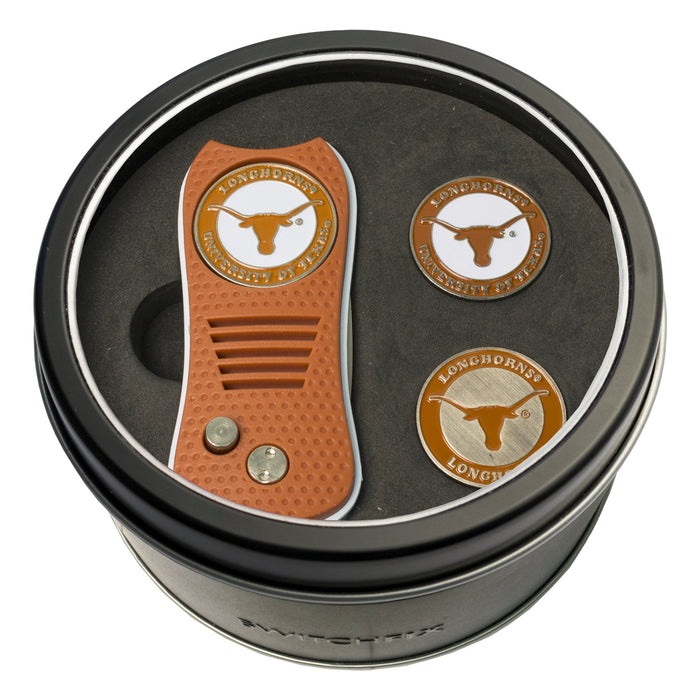 Texas Longhorns Switchblade divot tool and ball marker tin gift set