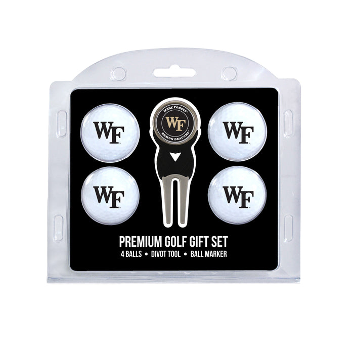 Wake Forest four ball golf gift set with divot tool and ball marker