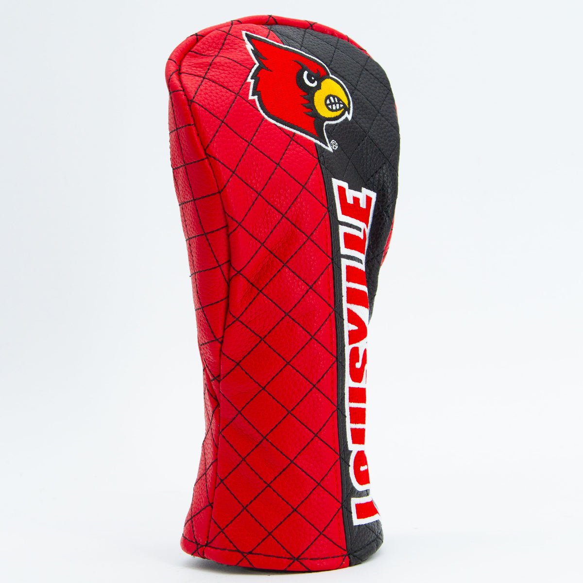 Louisville Cardinals Split Quilted Fairway Headcover, angled view