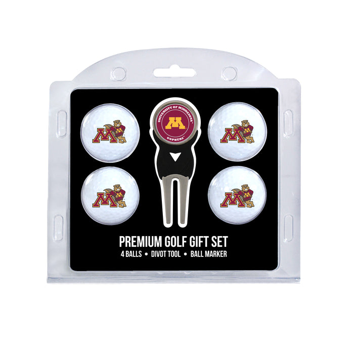 Minnesota four ball golf gift set with divot tool and ball marker