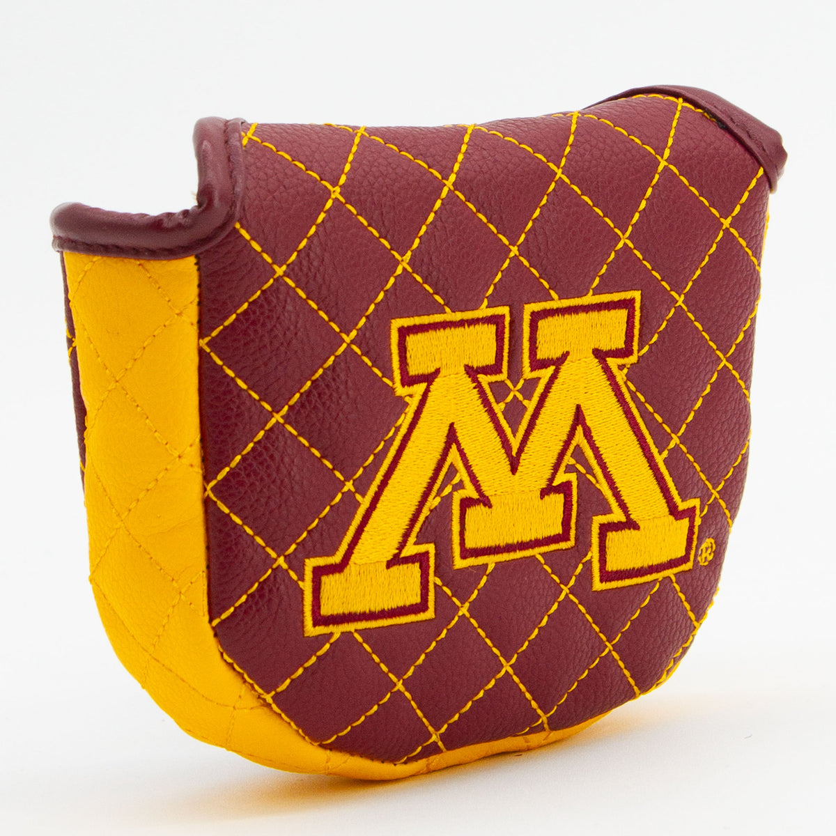 Minnesota Golden Gophers Solid Quilted Mallet Putter Cover, angled view