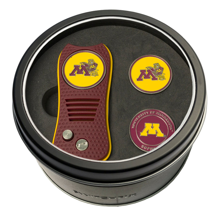 Minnesota Golden Gophers Switchblade divot tool and ball marker tin gift set