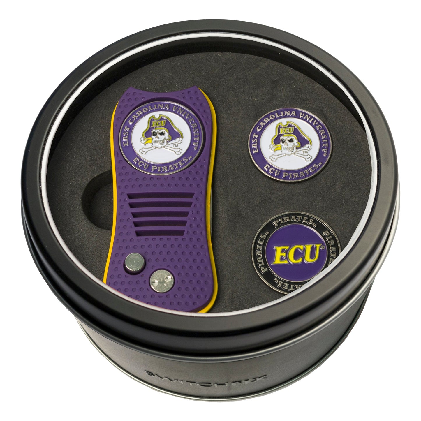 East Carolina Pirates Switchblade divot tool and ball marker tin gift set