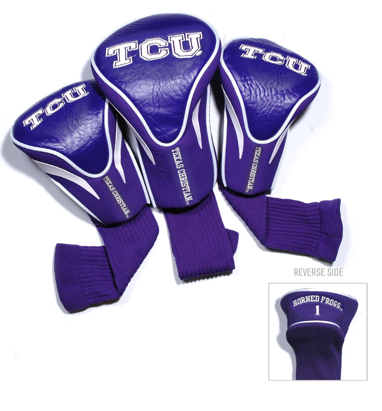 TCU Horned Frogs 3 Pack Contour Sock Headcovers - Club Rehab