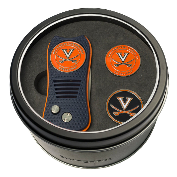 Virginia Cavaliers Switchblade divot tool and ball marker tin gift set