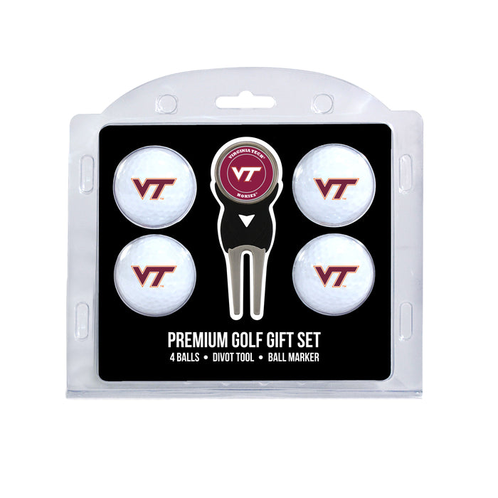 Virginia Tech four ball golf gift set with divot tool and ball marker