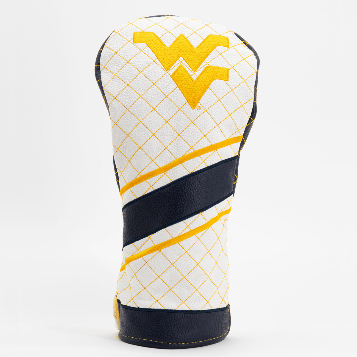 West Virginia Mountaineers Striped Quilted Driver Headcover, front view