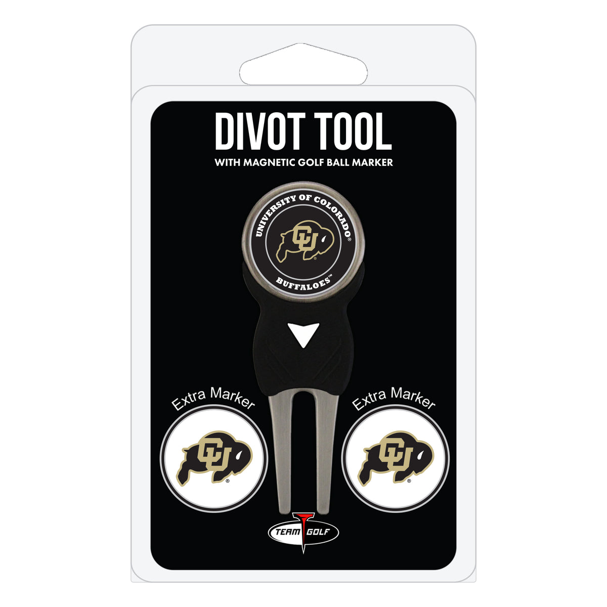 Colorado Buffaloes divot repair tool and three ball markers