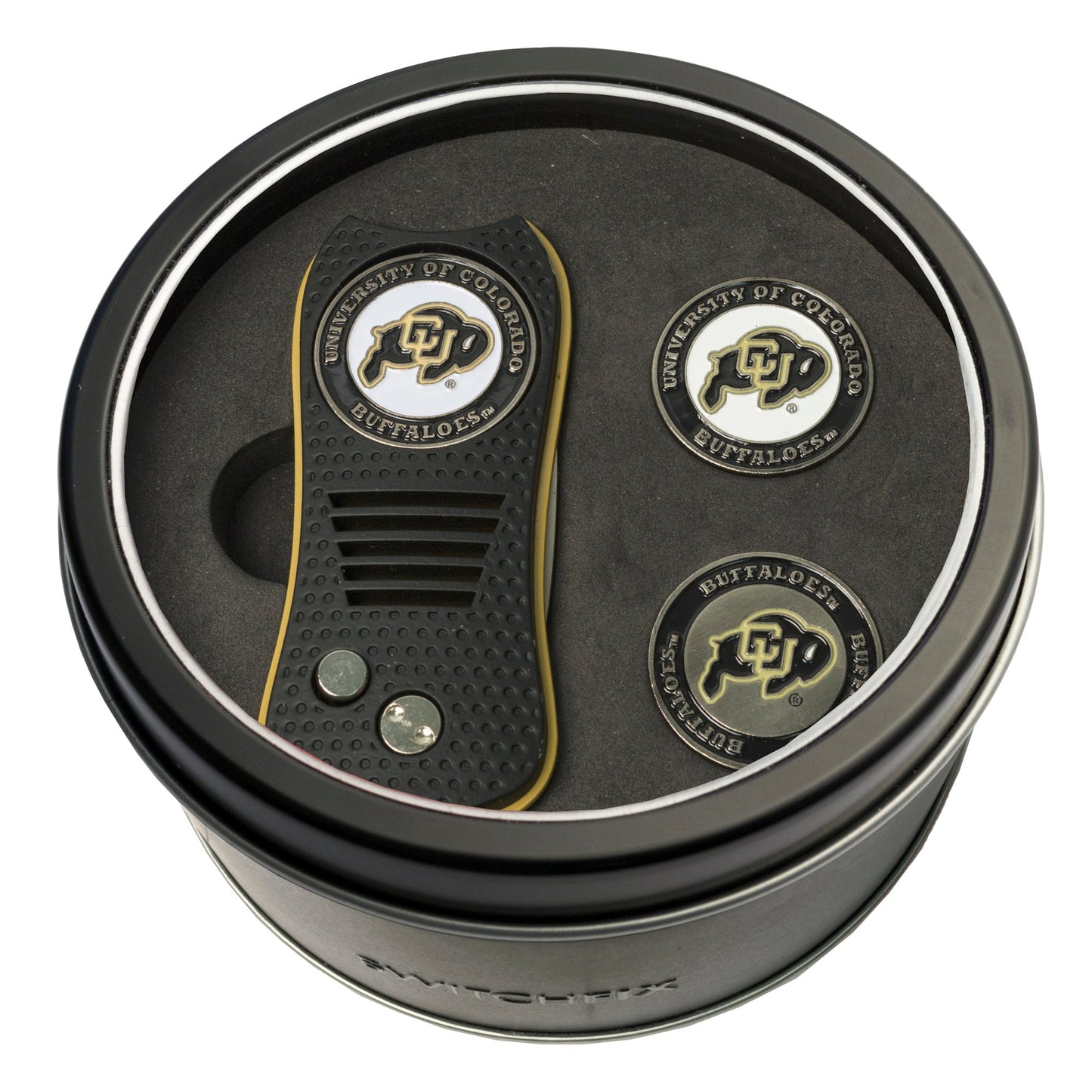 Colorado Buffaloes Buffaloes Switchblade divot tool and ball marker tin gift set
