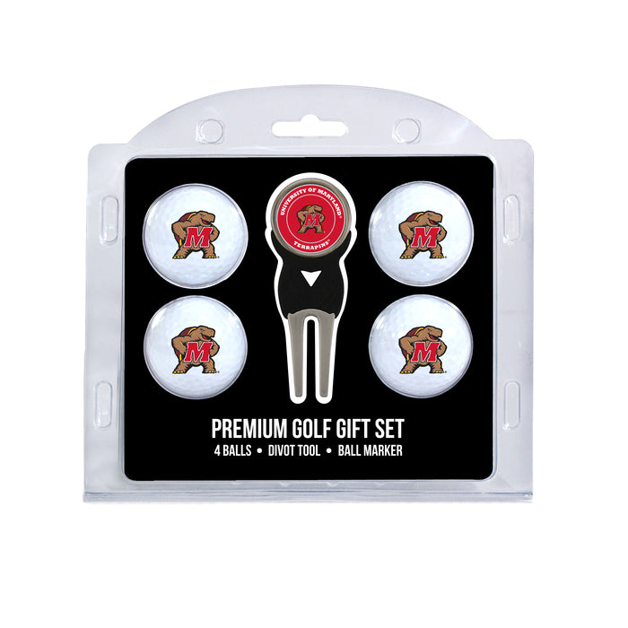 Maryland Terrapins four ball golf gift set with divot tool and ball marker
