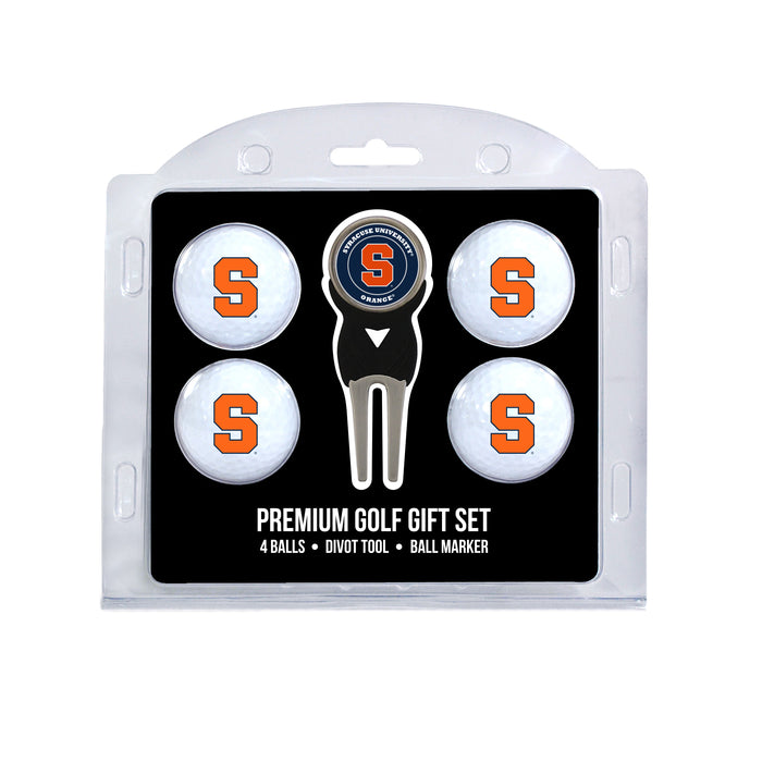 Syracuse Orange four ball golf gift set with divot tool and ball marker