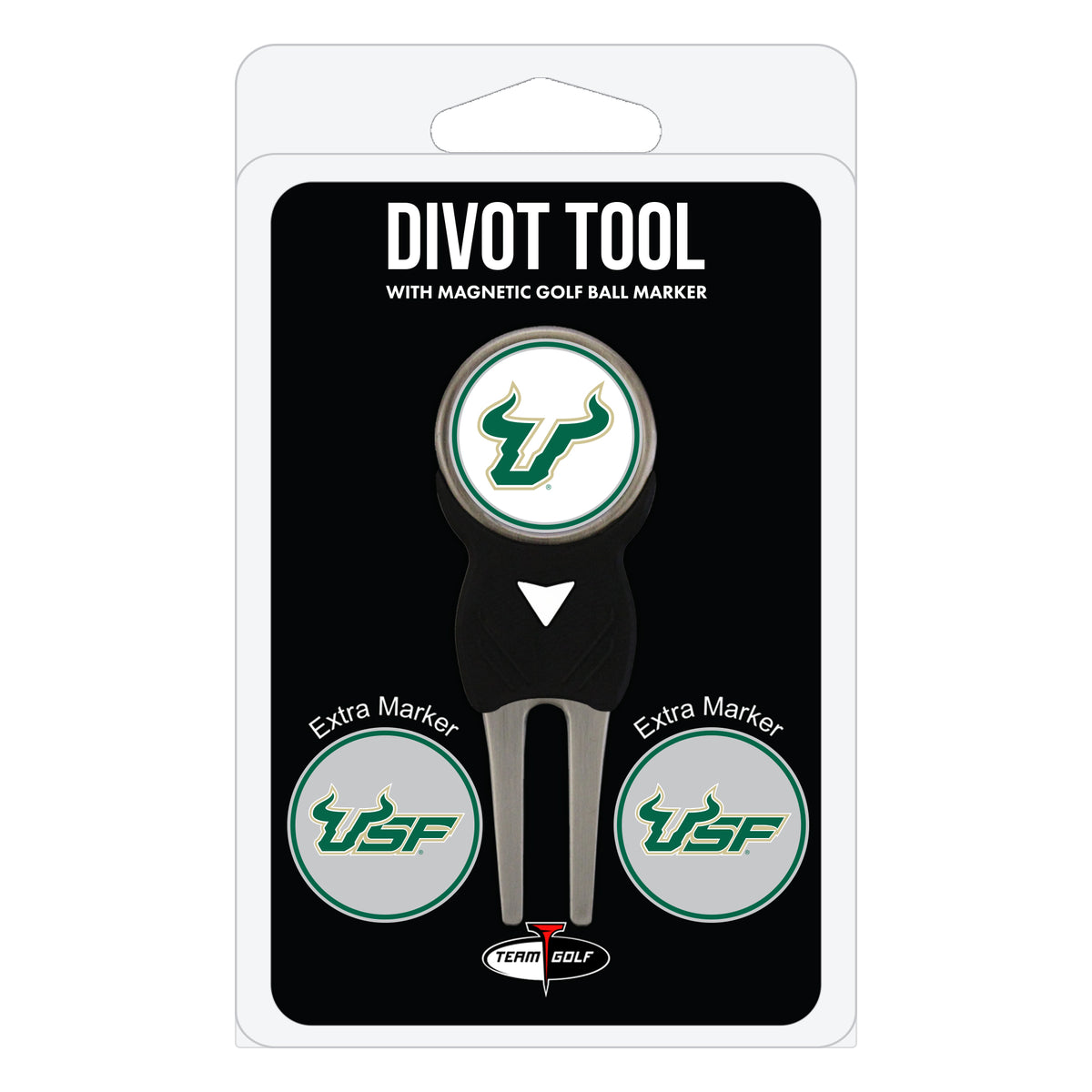 South Florida Bulls divot repair tool and three ball markers