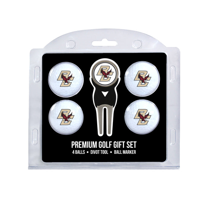 Boston College Eagles four ball golf gift set with divot tool and ball marker